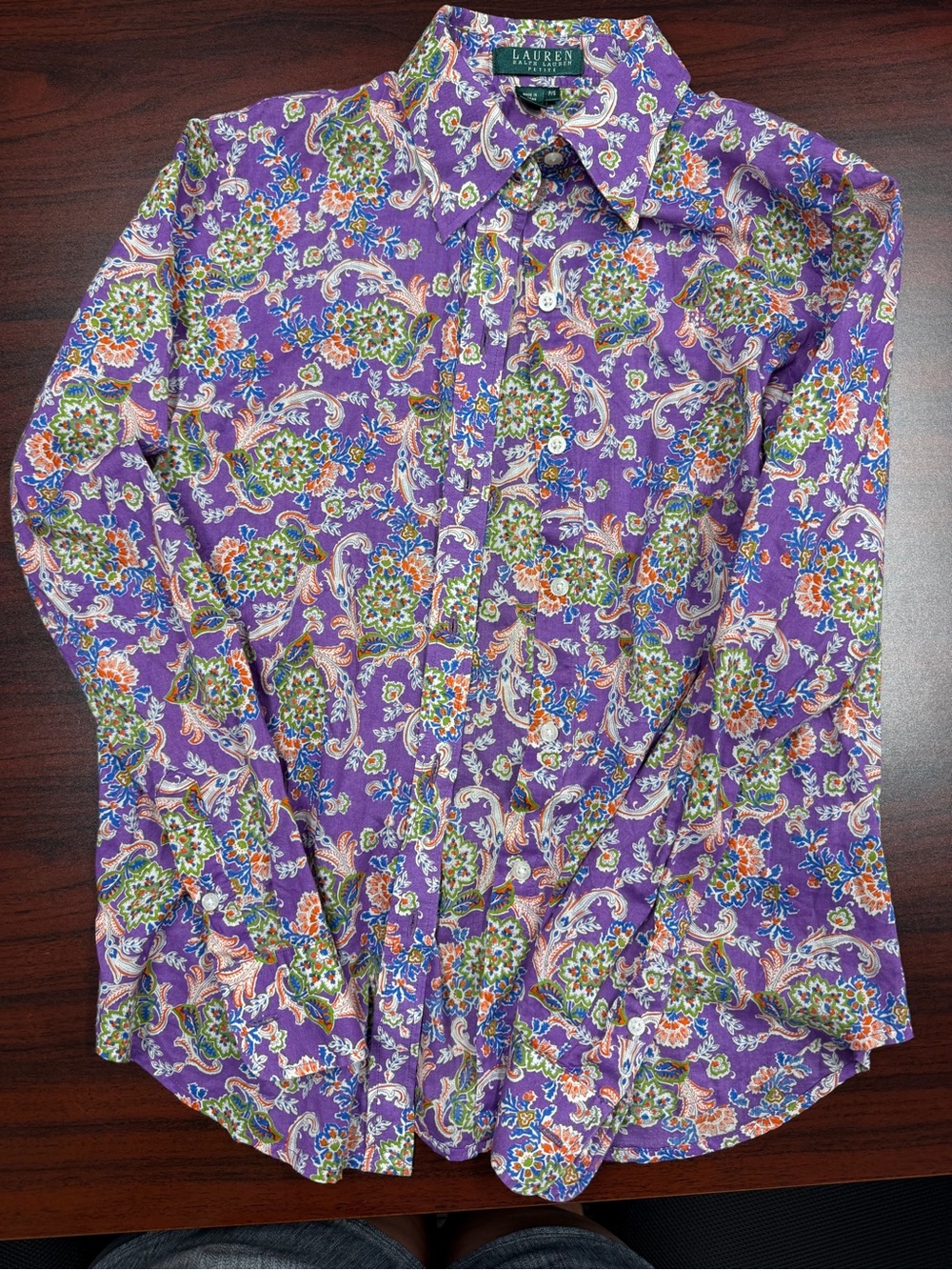 Lauren Ralph Lauren Purple Floral Paisley Button-Up Shirt